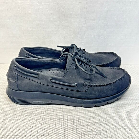THURSDAY BOOT CO. Nubuck Matte Black Leather Handsewn Runner Boat Shoes 12 - Picture 2 of 7